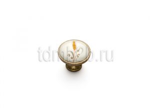 Ручка-кнопка/керамика бронза атичная/керамика (колос)