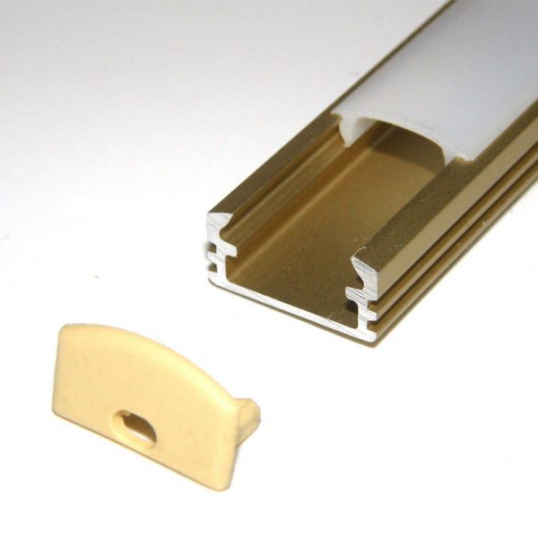 Алюминиевый профиль 22*6мм золото , L-2м с матовым экраном, с заглушками и крепежом