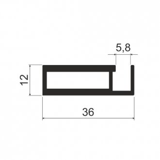 Алюминиевый профиль LT30 для световой полки черный мат A26, 36*12, 90гр. мм, L-5м Алюминиевый профиль LT30 для световой полки черный мат A26, 36*12, 90гр. мм, L-5м