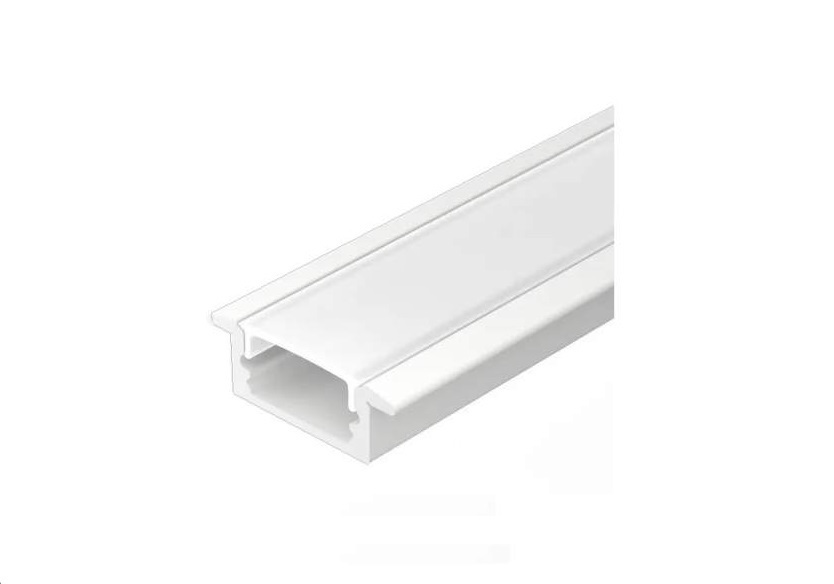 Алюминиевый профиль Standart NEW встраиваемый 22*6мм БЕЛЫЙ, L-2м с матовым экраном,с загл. и крепеж Алюминиевый профиль Standart NEW встраиваемый 22*6мм БЕЛЫЙ, L-2м с матовым экраном,с загл. и крепеж