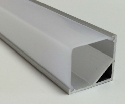 Алюминиевый профиль угловой квадратный 16*16мм, L-2м с матовым экраном, с заглушками и крепежом